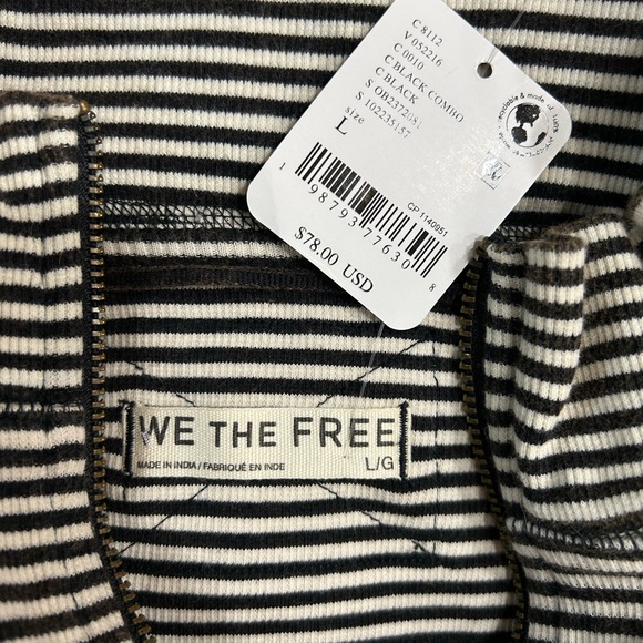 NWT We the Free Avery Long Sleeve Top Black Combo Large - Picture 7 of 8